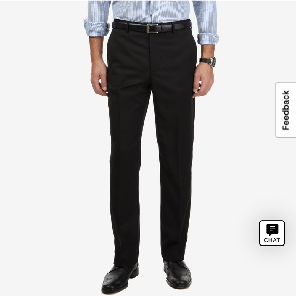 NWT Nautica Black Men's Flat Front Dress Pants 34W / 32L - Picture 1 of 5